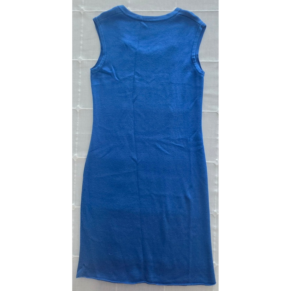 Royal Blue Knit Sleeveless Square Neck Sheath Dress Cotton Viscose RN134365 - Picture 3 of 5